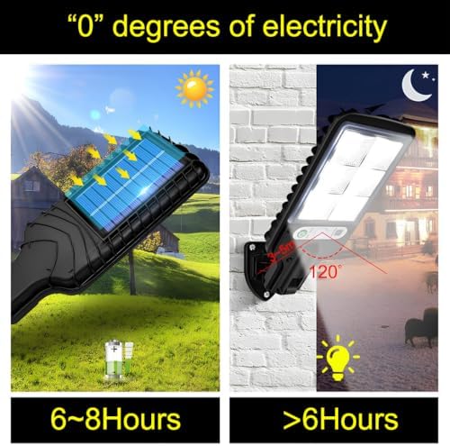 Alternative view of Jouis Solar Güneş Enerjili Sokak Lambası 72 LED - IP65 Su Geçirmez Uzaktan Kumandalı ve Hareket Sensörlü COB LED Dış Mekan Duvar Aydınlatması, Bahçe, Otopark ve Avlu Projektörü