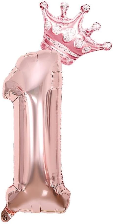 Rose Gold 1 Rakam Folyo Ve Kral Tacı Folyo Balon