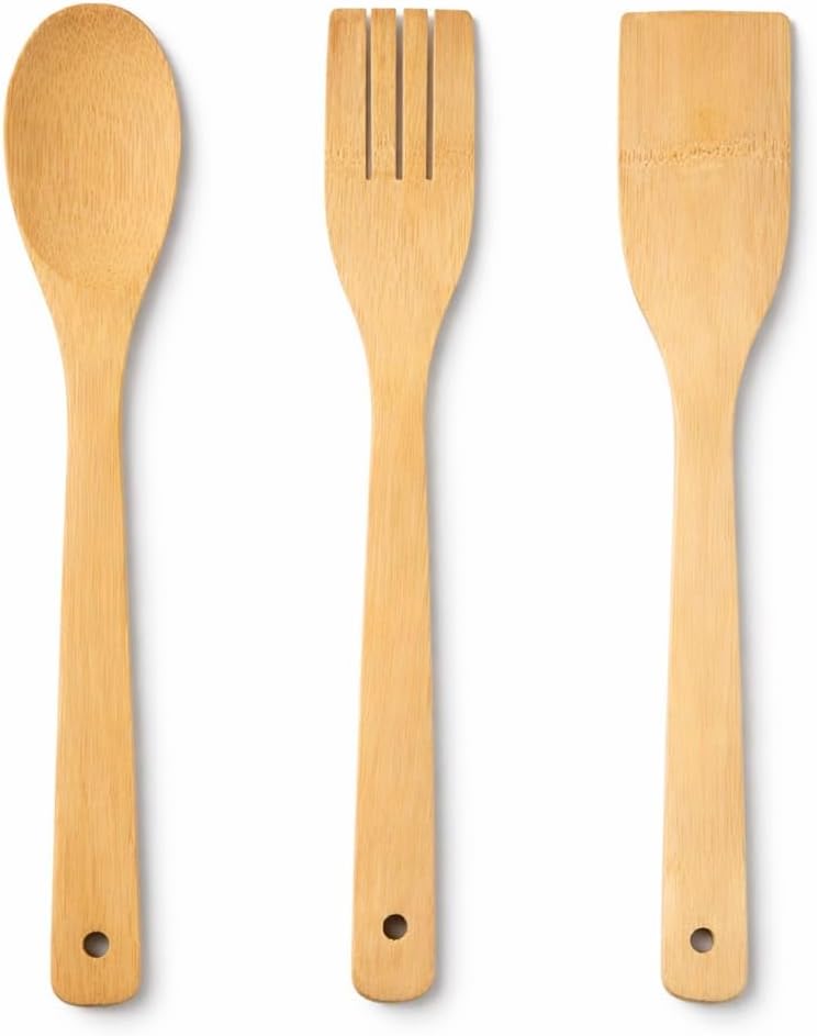 BAMBU MUTFAK SETİ, KAŞIK, ÇATAL, SPATULA, DOĞAL AHŞAP, ÇİZMEZ, TAVA DOSTU, 3 PARÇA,BAMBU MUTFAK GEREÇLERİ SETİ, KAŞIK, SERVİS ÇATALI, DÜZ SPATULA, ISIYA DAYANIKLI, DOĞAL MALZEME, 3'LÜ SET - Görsel 3