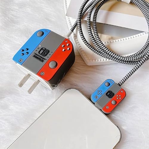 18w-20w Şarj Adaptörü ile Uyumlu Nintendo Switch Tasarımlı Şarj Başlığı ve Şarj Kablo Koruyucu Set – Renkli