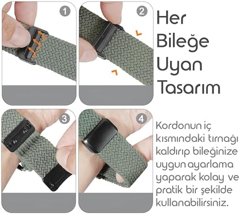 Örgü Loop 18mm Kumaş Kordon ile Uyumlu GT5 41mm/GT5 Pro 42mm/GT4 41mm için Manyetik Tokalı Terlemeye Karşı Nefes Alabilen Bileğe Göre Ayarlanabilen Elastik Kayış - Görsel 3