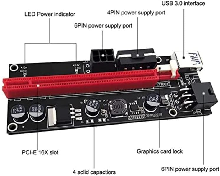 Alternative view of PCE 4248 Pcı E Express 1X To 16X Usb 3.0 009s Riser Yükseltici Uzatma Kartı 4 ve 6 Pin girişli Ekran Kartı Güvenlik Kilitli Altın Kaplama bağlantı noktalı 008s