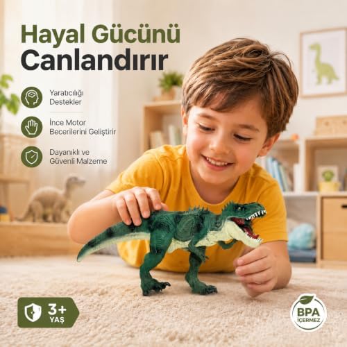 VARDEM 32 cm Ağzı Oynayan Dinozor Oyuncak, Hareketli Ağızlı Dinozor Figürü, Çocuklar İçin Gerçekçi Görünümlü Hayvan Figür Oyuncağı TQ680-23 - Görsel 3