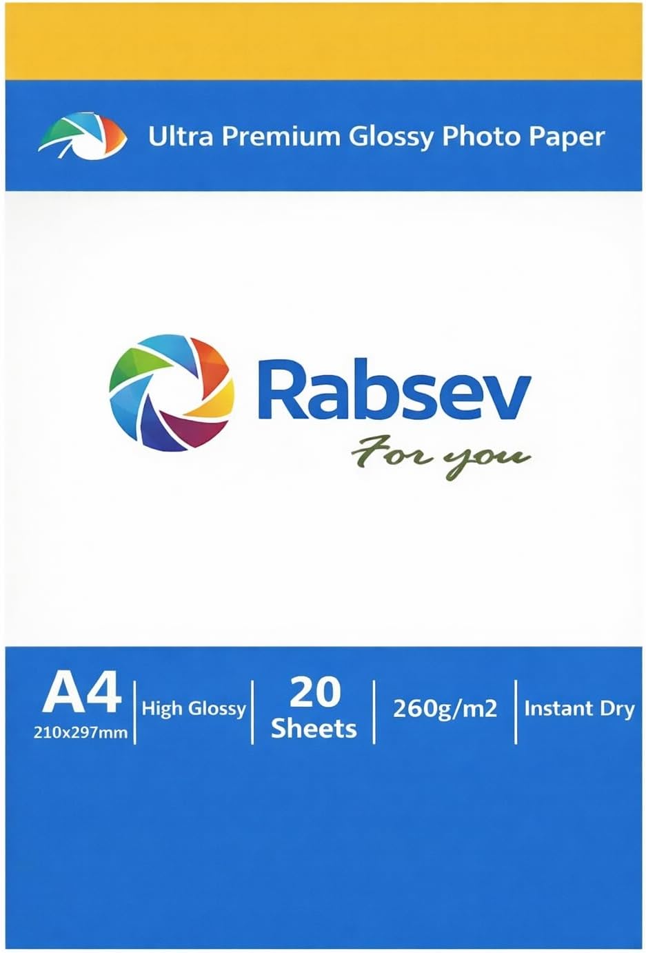 Alternative view of Rabsev Ultra Premium Parlak Fotoğraf Kağıdı, A4, 260g/m2, Hızlı Kuruyan, 20 Yaprak
