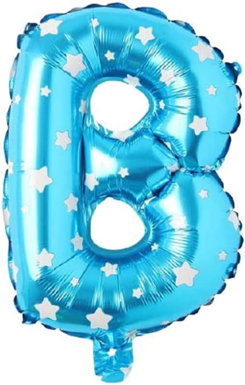 B Harfi 16 İnç Mavi Yıldızlı Renk Folyo Balon 36 CM (Mavi)