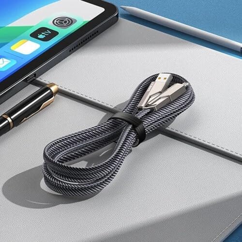 2 in 2 65w USB Type-C ve Lightning ile Uyumlu Örgülü Şarj Ve Data Kablosu - 1.5m Siyah AZ-B10th (CAR PLAY DESTEKLER)