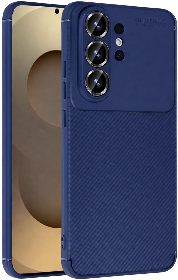 Galaxy S26 Ultra ile Uyumlu Silikon Kılıf TPU Negro Silikon Ultra Slim Fit Kılıf Galaxy S26 Ultra İle Uyumlu Karbon Delux Kılıf (Lacivert) - Görsel 2