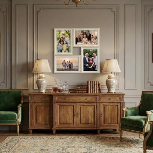 4'lü Modern Duvar Çerçeve Seti – 28.8 cm x 28.8 cm, 10x15 cm Fotoğraf Uyumlu, Dekoratif Şık Tasarım (bej) - Görsel 2