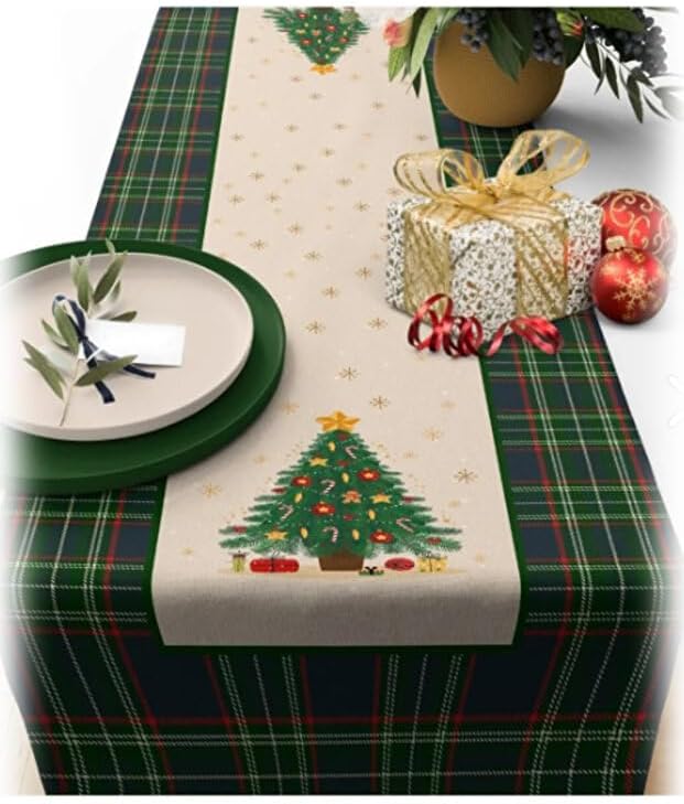 Alternative view of Yılbaşı Temalı Dijital Baskılı Runner Örtüsü Christmas Yeşil 40x140 cm
