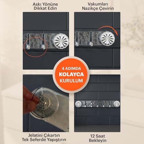Alternative view of Vakumlu ve Yapışkanlı Askı – Mutfak ve Banyo İçin Delme Gerektirmeyen Duvar Askılığı