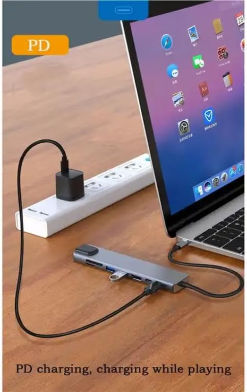 Alternative view of 8 in 1 Type C to 2 Port USB 3.0 2 SD Kart TF Kart HDMI RJ45 2PD Kablolu Adaptör iphone 15 Serisi Uyumlu Type C Girişli Android Cihazlara Uyumlu ZR38