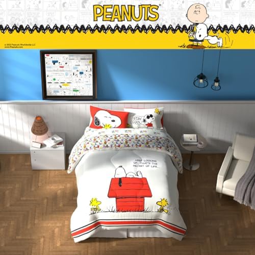 Franco Peanuts Classic Pals Süper Yumuşak Yorgan ve Çarşaf Seti, 5 Parça Tam Boy, (Resmi Lisanslı Ürün) Koleksiyon Ürünleri - Görsel 3