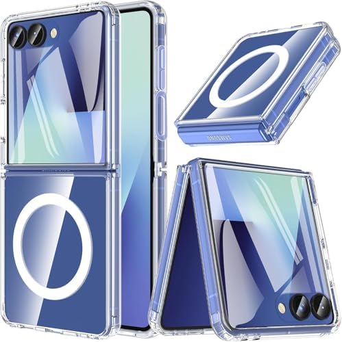 Galaxy Z Flip7 için Kablosuz Şarj Destekli Şeffaf Kılıf Magsafe ile Uyumlu Arkası Sert Köşeleri Yumuşak Silikon Z Flip7 için Kılıf Sararmaya Dayanıklı Güçlü Manyetikli Z Flip7 Kilif - Görsel 3