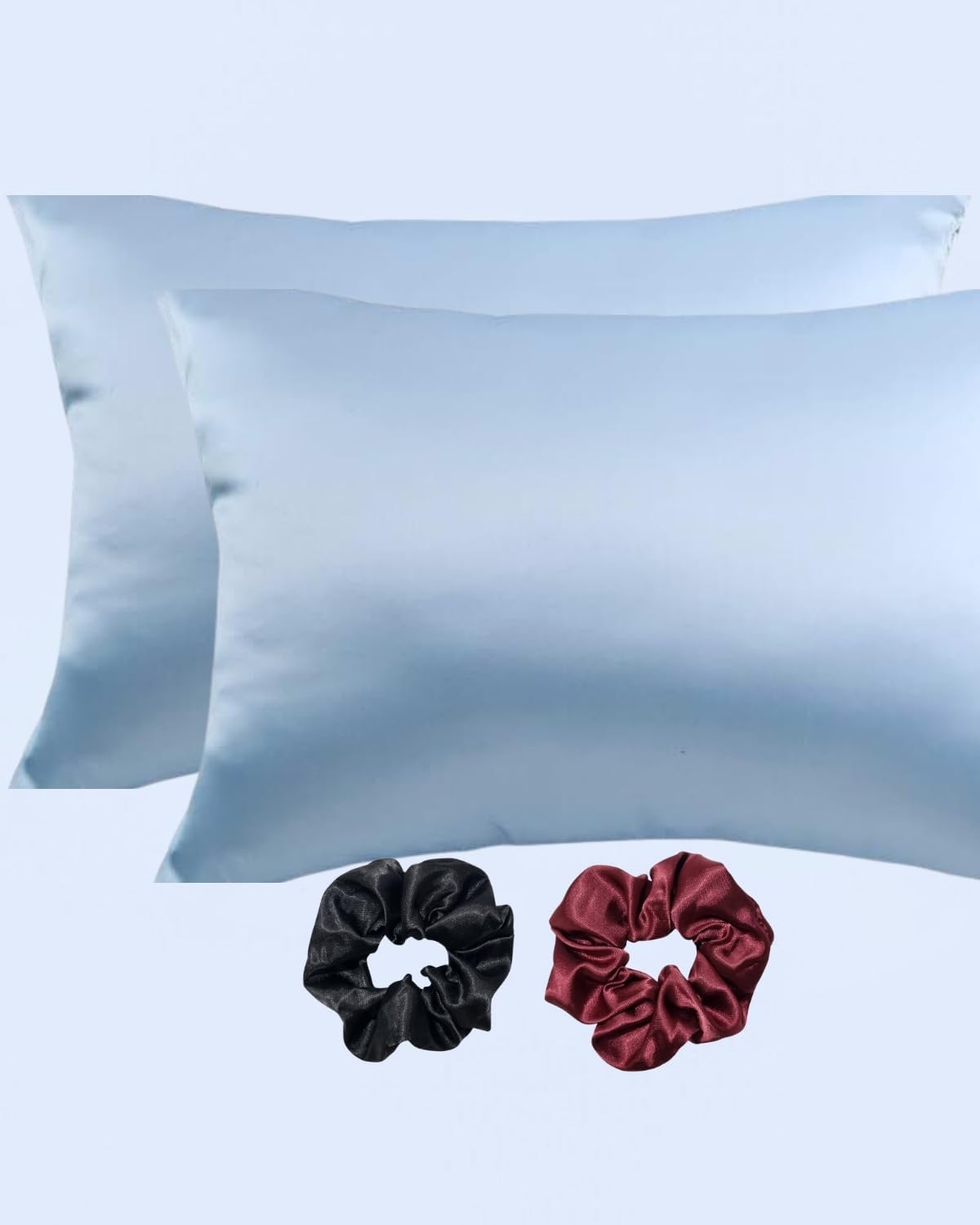 Alternative view of Ipeksi Saten 50x70 Cm Yastık Kılıfı 2 Adet, Kıvırcık Saçlar,Dalgalı ve Düz saçlar, Bordo 2 Adet Hediye Saten Toka,Cilt Dostıu,Cilt Bakım,Kozmetik,Hediyelik,Çeyizlik kullanılabilir (Mavi)