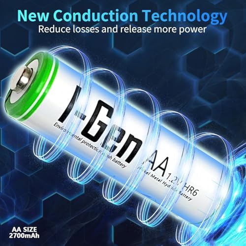 Alternative view of I-Gen Batteries G227 2’li AA/AAA/9V Pil Şarj Aleti + 2 Adet AA 2700 mAh 1.2 V Ni-MH Şarjlı Kalem Pil Seti