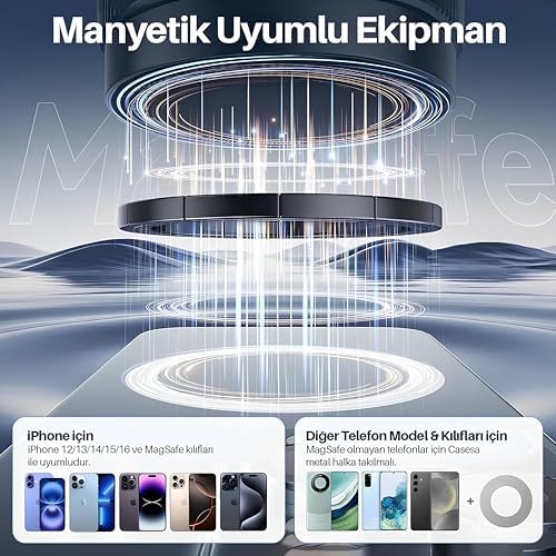 Araç içi ve Masaüstü 360 Derece Dönebilen Vakum Özellikli Magnetik Telefon Tutucu - Görsel 3