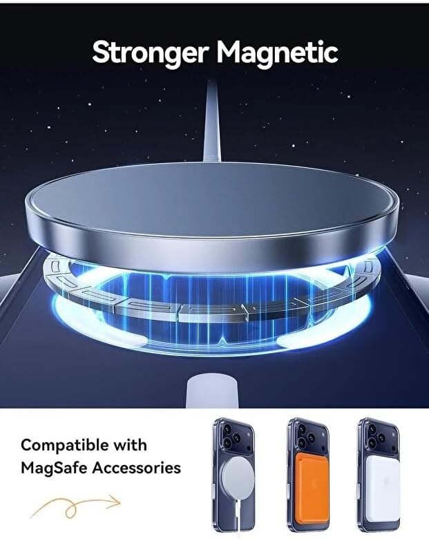 & AKSESUAR iPhone 17 için MagSafe ile Uyumlu Sararmaz Sert PC Polikarbon Şeffaf Telefon Kılıfı | Sararmaya Karşı Dayanıklı Clear Case, Güçlü Mıknatıslı Desteği, Ultra İnce ve Şık Tasarım - Görsel 3