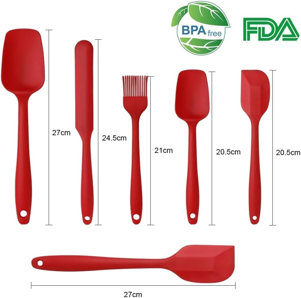 Alternative view of Silikon Mutfak Yardımcısı, 6 adet Silikon Spatula, Çorba Kaşığı, Fırın Fırçası, Spatula, Isıya Dayanıklı ve Yapışmaz, Paslanmaz Çelik ve Dikişsiz Tek Parça Tasarım Siyah-Gri-Kırmızı (GRİ)