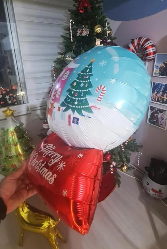 Alternative view of Yılbaşı Ağacı Süsü, Yılbaşı Hediyeler Folyo Balon, Şekillendirilmiş Folyo Balon Figürleri, Parti Mazemeleri, Doğum Günü (Yuvarlak) 50-72 cm