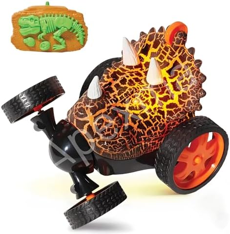 Oyuncak Uzaktan Kumandalı 360° Hareket Edebilen Pilli Işıklı Dinozor Araba - Kumandalı Oyuncak Akrobat Araba (K-Kırmızı)