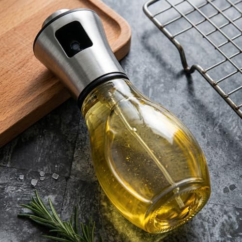 Cam Püskürtmeli Sprey Yağdanlık, 200 Ml Kapasiteli, Saydam ve Dayanıklı Yapı, Ev Ofis Restoran İçin Kullanımı İçin Uygun Airfryer Kızartma Izgara Salata İçin Yağ Püskürtücü Cam Yağdanlık - Görsel 3