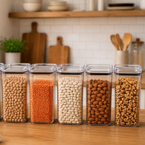 Alternative view of 1,5 L Kare Vakumlu Kap Kuru Gıda Baklagil Saklama Üçlü Hava Almayan Un Tahıl Erzak Koyma Kutu (3)