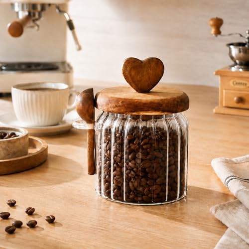 Alternative view of Akasya Kapaklı Cam Kavanoz 460 ML Kaşıklı | Hava Geçirmez Baharatlık Çay Kahve Şeker Saklama Kabı