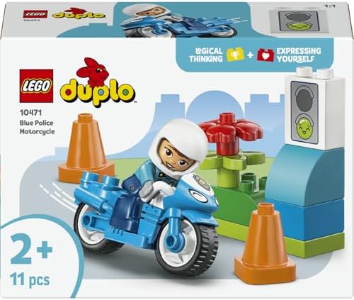Alternative view of Kasabası Mavi Polis Motosikleti 10471-2 Yaş ve Üzeri Çocuklar için Memur Figürü, Koniler ve Trafik Işıkları İçeren Eğitici Oyuncak Yapım Seti, Çocuklar için Hediye Fikri (11 Parça)