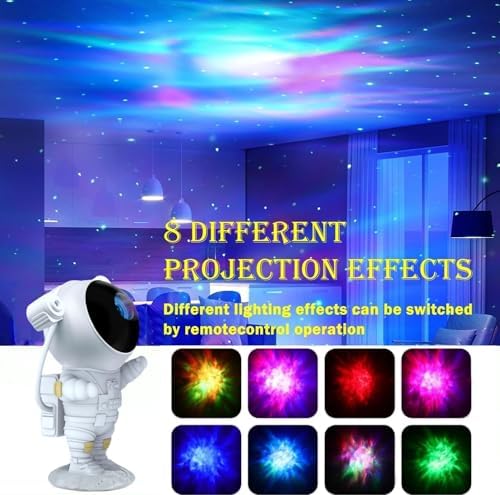 Astronot Gece Lambası Galaxy Projektör, LED Galaksi Işık Projektörü, Uzaktan Kumandalı, Çok Renkli Nebula Yıldızlı Gökyüzü, Yatak Odası için USB Planetaryum Projektörü - Görsel 3