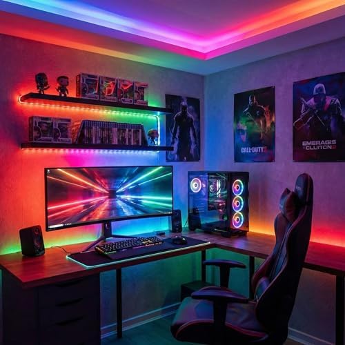 AmberLED 3 Metre RGB Şerit LED Seti - Bluetooth Uygulama Kontrollü - Müziğe Duyarlı 5050 3 Çipli Tak Çalıştır - Adaptör Dahil - İç Mekan Silikonsuz Aydınlatma - Görsel 2