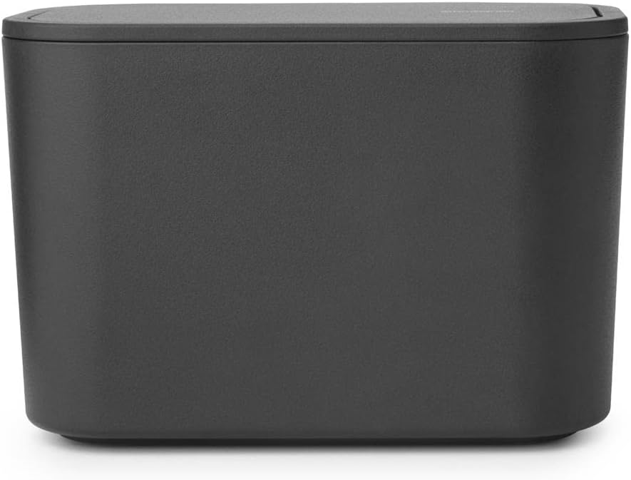 Brabantia - Mindset Banyo Atık Kutusu - Küçük Atıklar için İdeal - Çıkarılabilir Salıncak Kapağı - Temizlemesi Kolay - Çizilmez - Korozyona Dayanıklı - Koyu Gri - 8,5 x 15 x 9,8 cm - Görsel 3