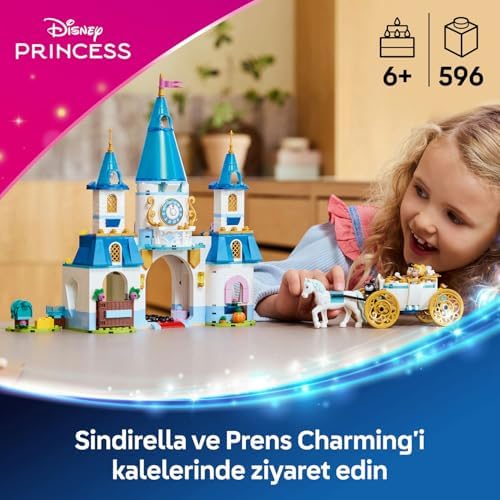 ǀ  Princess Sindirella’nın Şatosu ve At Arabası 43275-6 Yaş ve Üzeri Prenses Seven Çocuklar için Yaratıcı Oyuncak Yapım Seti, Doğum Günü Hediyesi (596 Parça)