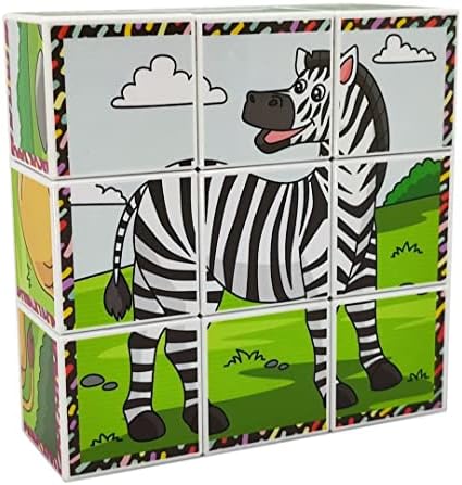 Safari Hayvanları 3D Manyetik Puzzle (9 Mıknatıslı Küp 6 Yapboz)