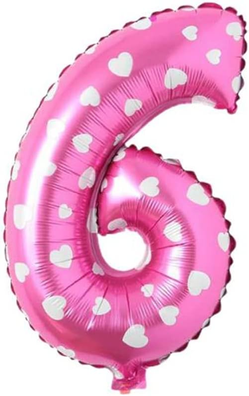 6 Rakamlı 16 İnç Pembe Kalpli Folyo Balon 36 CM (Pembe)
