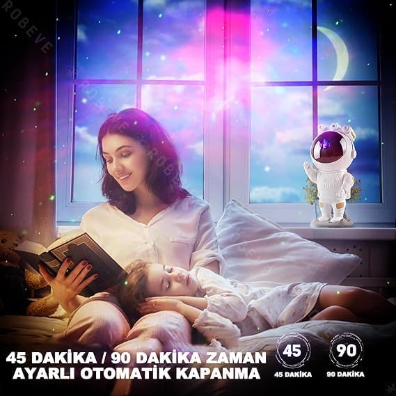 Alternative view of Jouis Astronot Gece Lambası Galaxy Projektör,LED Galaksi Işık Projektörü Çok Renkli Nebula Galaksi Yıldızlı Gece Işığı Uzaktan Kumandalı Projektör Lambası Yatak Odası Hediye için USB Planetaryum Projektörü