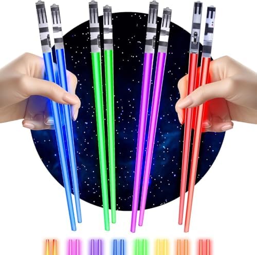 8 Parça LED Işıklı Chopstik Işık Kılıcı Yemek Çubukları Star Wars Tema Çöpstik