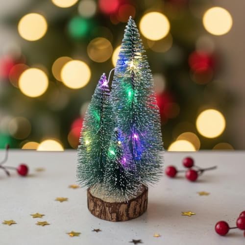 1 Adet RGB Işıklı Mini Yılbaşı Ağacı Masaüstü Aydınlatma Dekoratif Hediyelik Noel Pilli Çam Ağaç Yılbaşı Süsü 20cm (20cm)