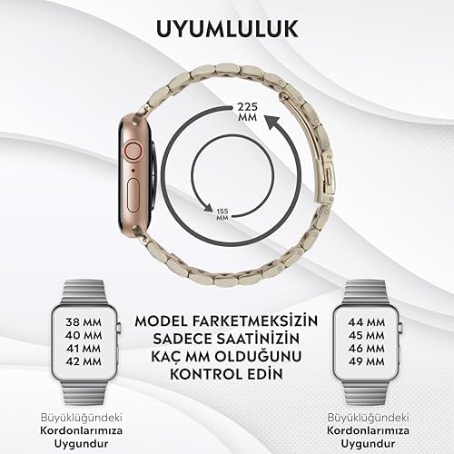 Apple Watch Series SE/11/10/9/8/7/6/5/4/3 ile Uyumlu Çelik Kordon (BBL04)