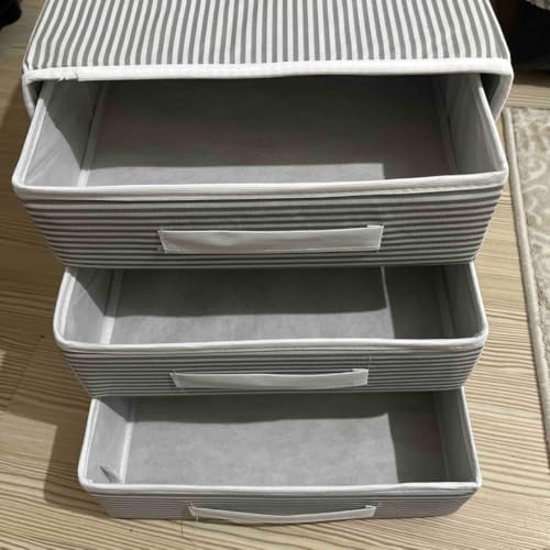 Katlanabilir Üç Çekmeceli Dolap Düzenleyici Çamaşır Organizeri Takı Kutusu Gardrob Kumaş Düzenleyici 32x32x32cm (1) - Görsel 2