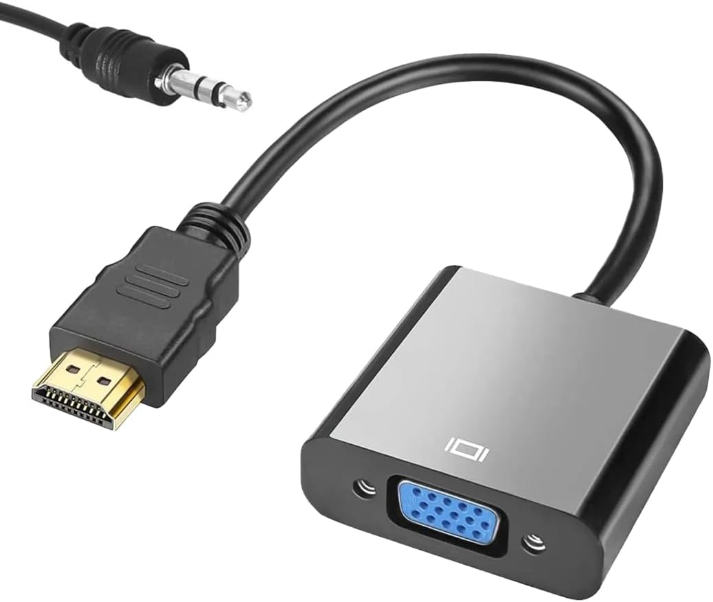HDMI to VGA Çevirici Adaptör Ses Çıkışlı, Aparat HDMI Çıkışlı Bilgisayarların Görüntüsünü VGA Girişli Monitör, Projeksiyon vb Görüntü Cihaza Aktarır,