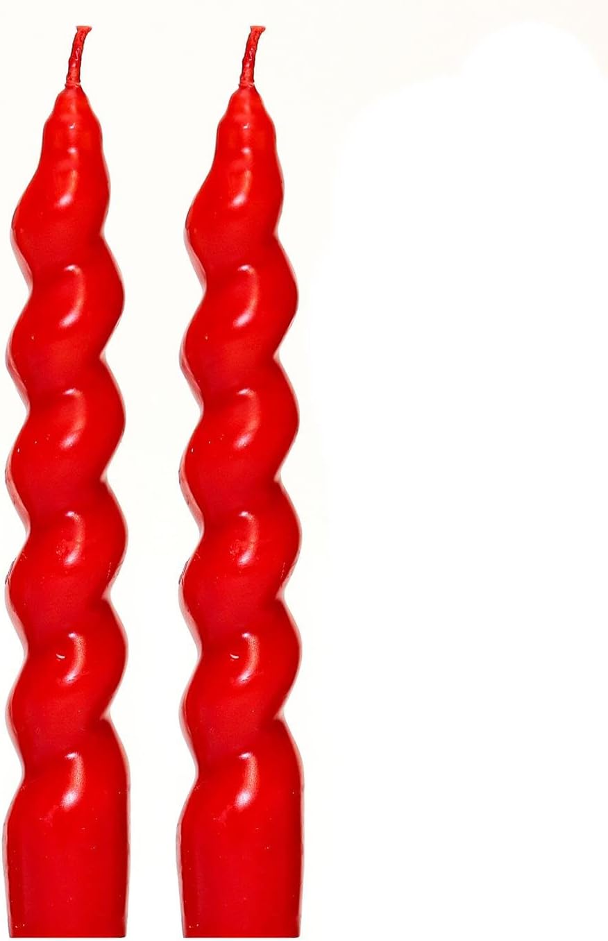 Yılbaşı 2'li Twirl Glow Kırmızı Şamdan Mum Seti (18 cm)