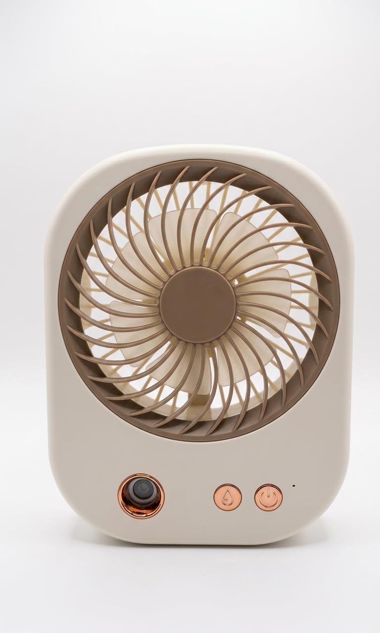 Alternative view of Taşınabilir Masaüstü Vantilatör, Nemlendirici Buharlı Soğutucu Fan, Şarj Edilebilir USB Kişisel Vantilatör, 3 Kademeli Ayarlanabilir Hız,Sessiz Çalışma, Ofis ve Ev Tipi Mini Soğutucu (Sarı-Kahve)