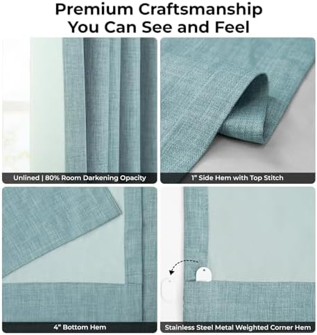 Alternative view of HPD Half Price Drapes Oturma Odası için Ekstra Geniş Oda Karartma Perdeleri 100 X 84 Suni Keten, BOCH-LN18537-84-DW (1 Panel) Deniz Deve Dikeni
