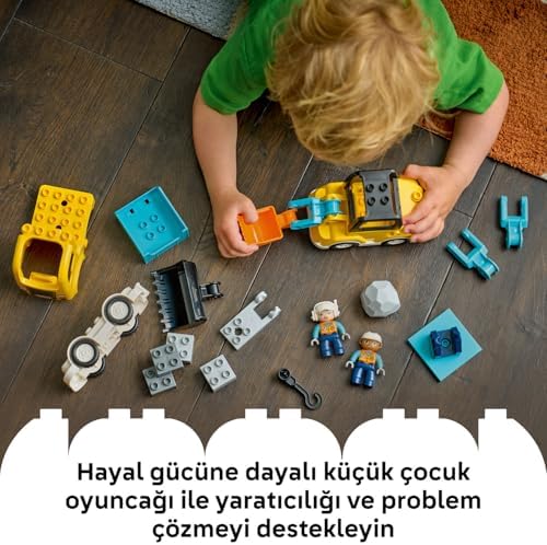 Alternative view of Kasabası 3'ü 1 Arada İnşaat Araçları 10475-2 Yaş ve Üzeri Çocuklar için İnşaatçı Figürü İçeren 6 Farklı Oyuncak Araca Dönüştürülebilen Eğitici Oyuncak Yapım Seti, Hediye Fikri (22 Parça)