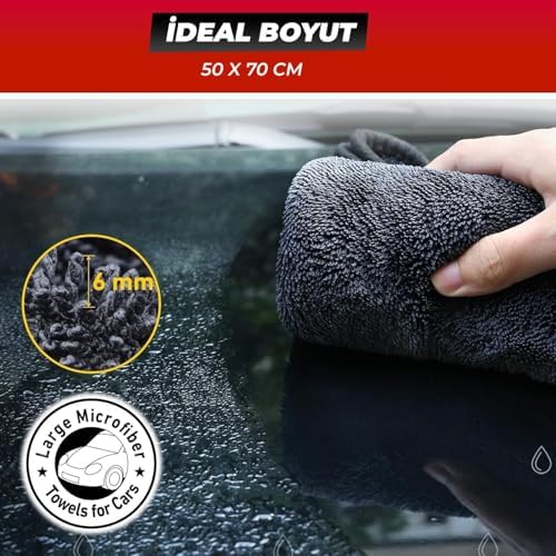 Alternative view of 50x70 cm Süper Su Emici Özellikli Mikrofiber Araç Kurulama Havlusu, Orta Boy Çift Katlı Araç Kurutma ve Torpido Silme Bezi (Kırmızı-Gri)