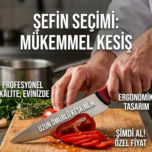 Alternative view of Profesyonel Kasap Bıçağı, Paslanmaz Çelik, Ergonomik Kaymaz Sap, 28 cm, Şef Bıçağı