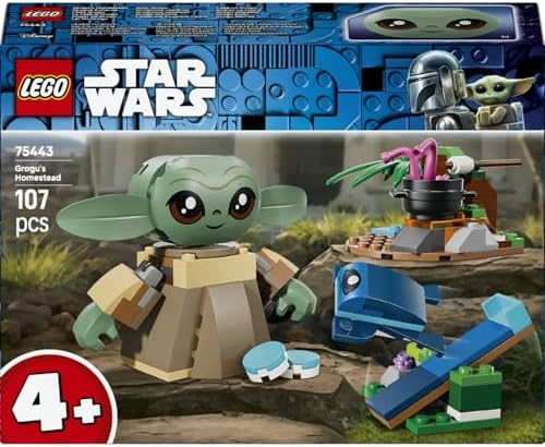 : The Mandalorian Grogu’nun Yuvası 75443-4 Yaş ve Üzeri Çocuklar için Ayarlanabilir Grogu Figürü ve Sorgan Kurbağası İçeren Yaratıcı Oyuncak Yapım Seti, Hediye Fikri (107 Parça)