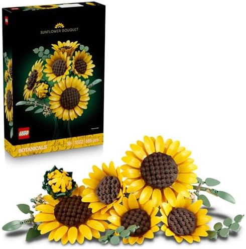 Ayçiçeği Buketi 11502 - Yetişkinler için Çeşitli Gelişim Aşamalarında 6 Ayçiçeği İçeren Dekoratif Çiçek Buketi Model Yapım Seti, Kadınlar ve Erkekler için Hediye Fikri (686 Parça)