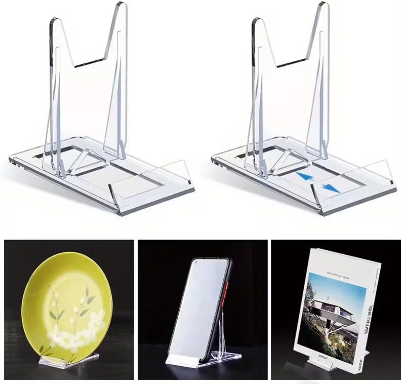 Pleksi Ürün Teşhir Ayağı Sürgülü Stand 105x90x65mm Çerçeve Tabak Telefon Tıraş Makinesi Şövale (3 ADET)