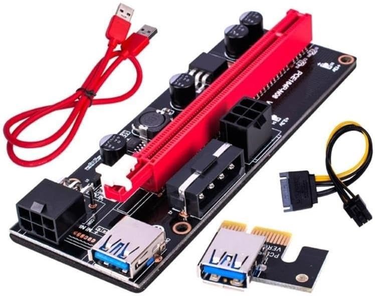 PCE 4248 Pcı E Express 1X To 16X Usb 3.0 009s Riser Yükseltici Uzatma Kartı 4 ve 6 Pin girişli Ekran Kartı Güvenlik Kilitli Altın Kaplama bağlantı noktalı 008s